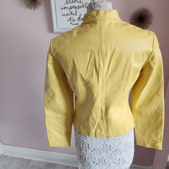 Flawless Yellow Leather Wilsons Maxima jacket coat M such a fun color - Picture 7 of 15